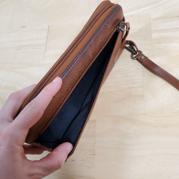 Duluth Trading Brown Leather Wristlet Clutch Women’s Zip Around Wallet Organizer - Picture 8 of 10